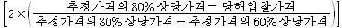 더하기 추정가격 80프로 상당가격 빼기 추정가격의 60프로 상당가격 분의 추정가격의 80퍼센트  상당가격 빼기 당해입찰가격